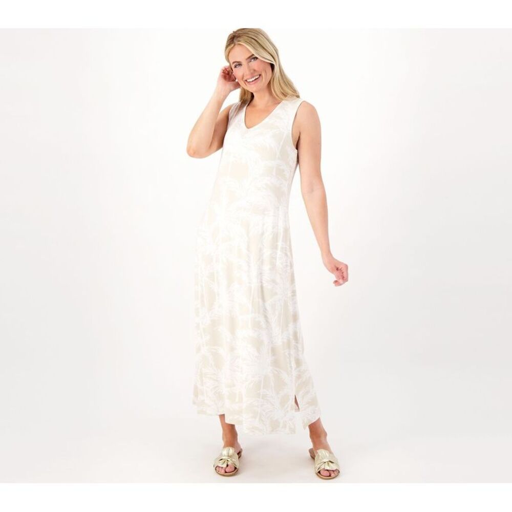 Belle Beach by Kim Gravel Women's Dress Sz XL Island Time V Neck White A601168